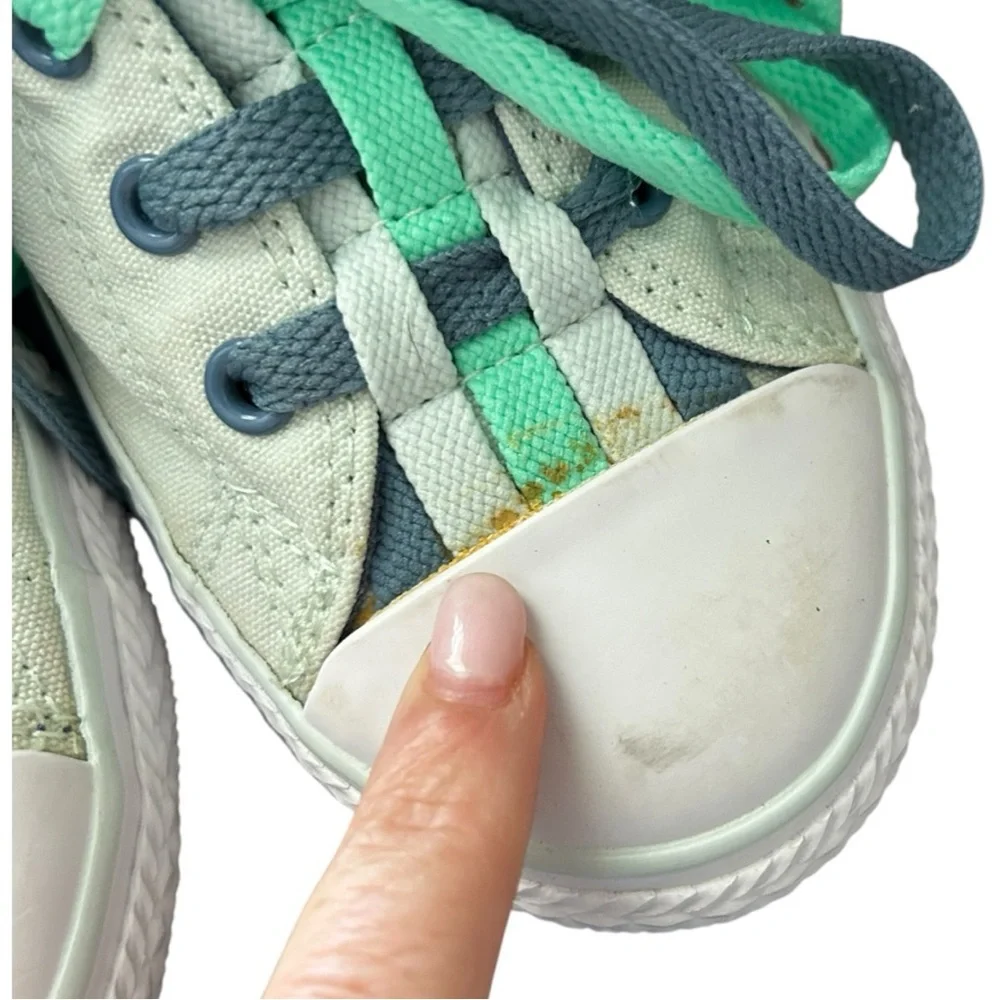 Converse All Star Low Top Kids‎ Gray & Teal Sneakers Sz 4.5